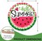 Hello Summer Watermelon Sign for Front Door, Red Buffalo Plaid Check Green Stripes Wood Door Hanger Outdoor Outside Porch Decor, Seasonal Farmhouse Wooden Wreath Indoor Wall Hanging Decoration